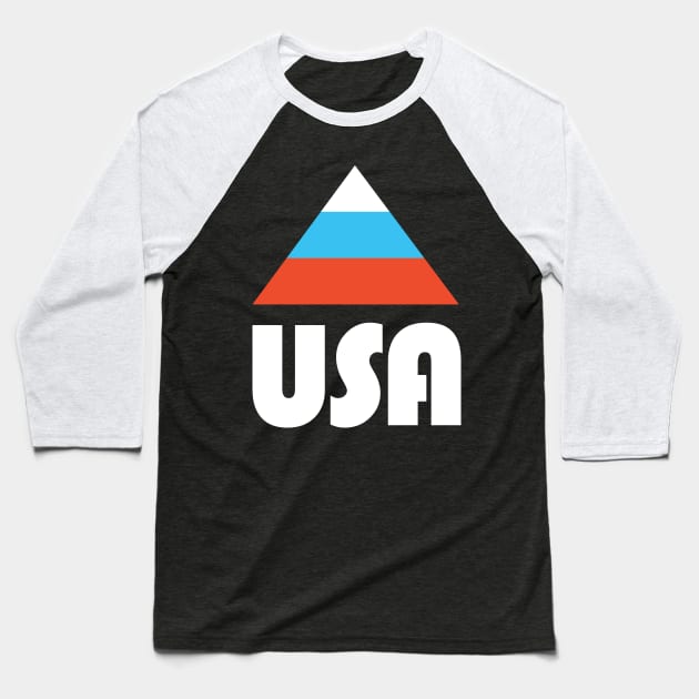 USA Winter Games Retro Mountain Baseball T-Shirt by PodDesignShop